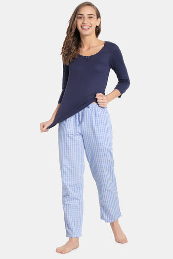 Buy Jockey Cotton Pyjama Iris Blue Assorted Checks at Rs.949